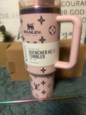 Brand new! Stanley Pink Tumbler with Black Monogram Accents